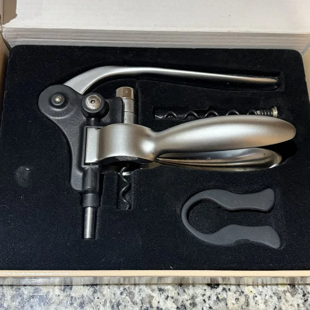 Arcosteel Corkscrew Wine Opener Set With 3-Way Action Accessories Silver Black